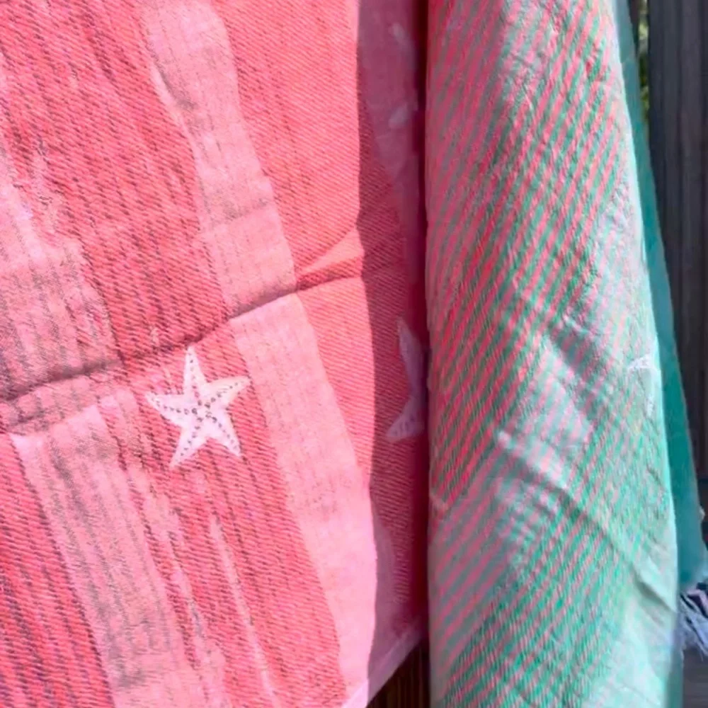 Star Fish Florida Rainbows Woven 2 Side Rainbow Scarf Wrap Blanket Towel NEW